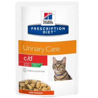 Hill's Prescription Diet Feline C/D Urinary Stress Reduced Calorie Курица в ПАКЕТИКАХ, 12 x 85 g