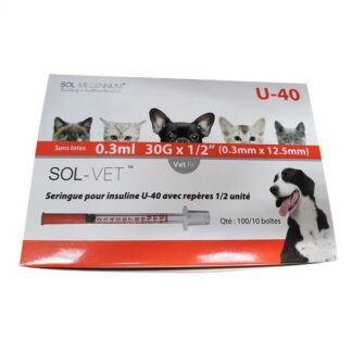 СОЛЬ-VET Шприц Инсулин U-40 0,3 мл 30G 1/2" (Коробка из 100)