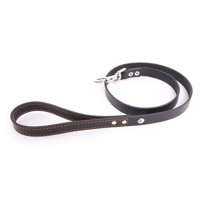 Кожаный поводок Martin Sellier, черный, бирюзовый, 1 м