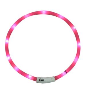 Bubimex Аккумуляторный светодиодный ошейник розовый 20-70 см