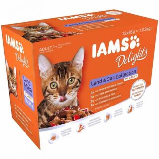 IAMS Delights Multipack Terre & Mer в кошачьем соусе 12 x 85 гр