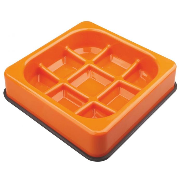 M-pets Вафельная миска Anti-Glutton Checkered Orange
