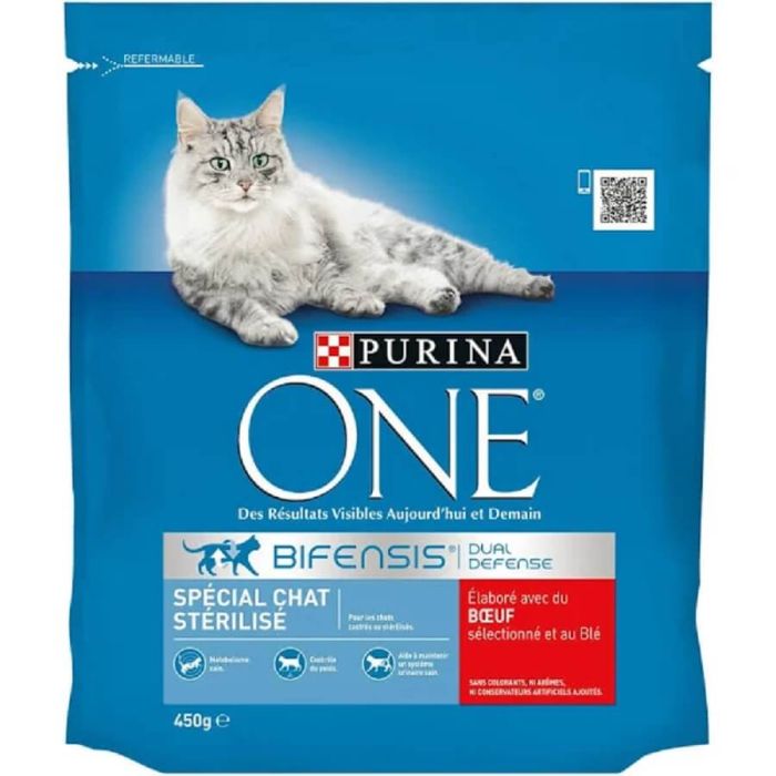 Purina One стерилизованная говядина для кошек 450 г