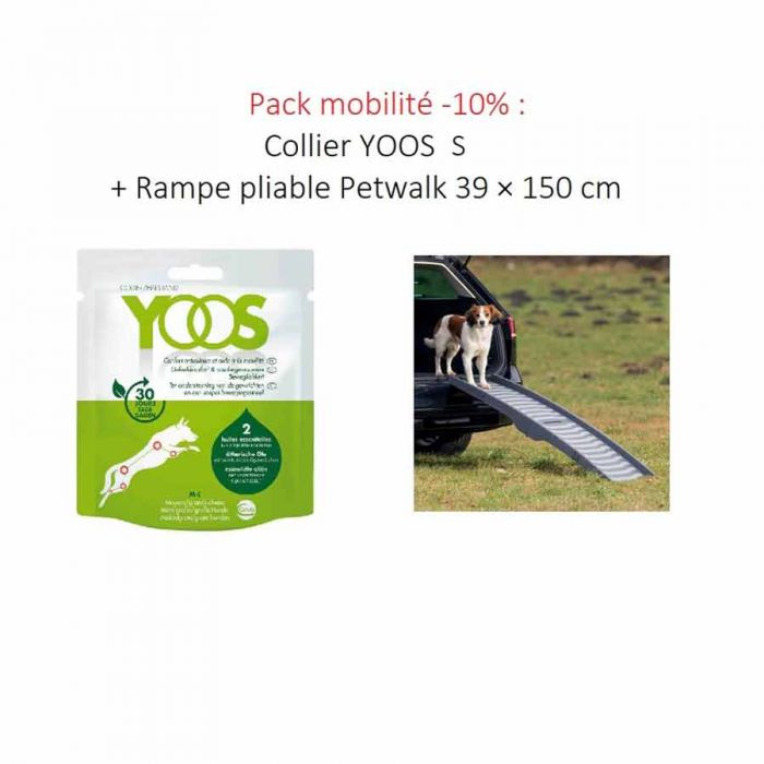 Пакет мобильности -10%: воротник YOOS S + складной пандус Petwalk из 3 частей 39 ? 150 см