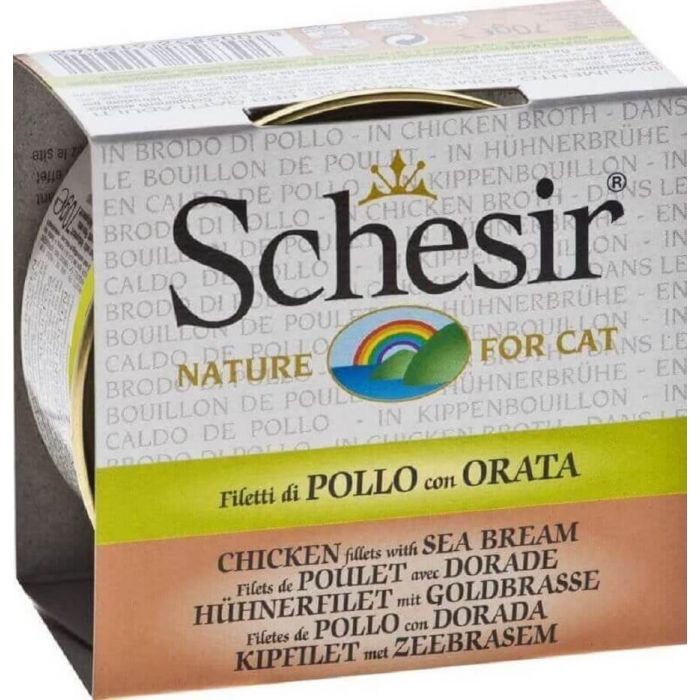 Schesir Куриное филе с дорадой для кошек 14 x 70 г