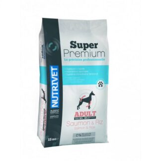 Корм для взрослых собак Nutrivet Super Premium Adult с лососем и рисом 32/18 15 кг