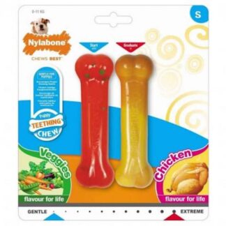 Nylabone Puppy Teething Chew Twin Pack Bone 2x Овощи и курица S