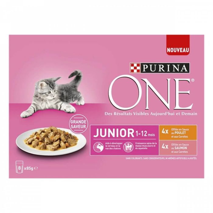 Purina One Kitten Курица с лососем 8 x 85г