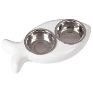 Двойные миски для белых кошек.