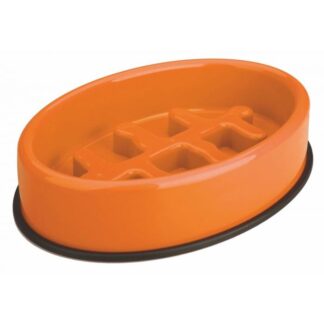 M-pets Fishbone овальная миска против обжорства оранжевая