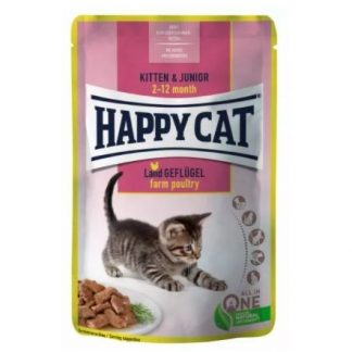 Happy Cat Kitten & Junior Farm Poultry 85gr x 24tk