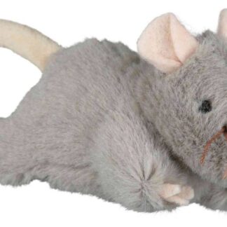 Mouse with microchip, plush, catnip, 15 cm, grey