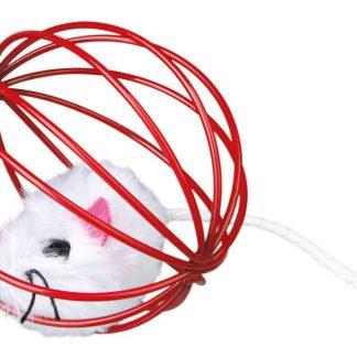 Plush mouse in a wire ball, plush, ø 6 cm, sorted
