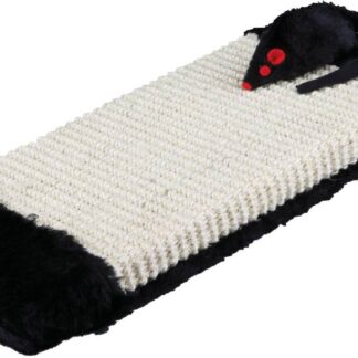 Scratching board on a roll, sisal rug/plush, 15 × 35 cm, natural/black