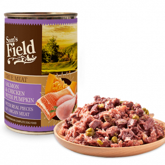 Sam's Field Salmon & Chicken with Pumkin konserv koertele 400g