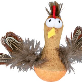 Roly-poly chicken w microchip/feathers, plush, catn., 10 cm