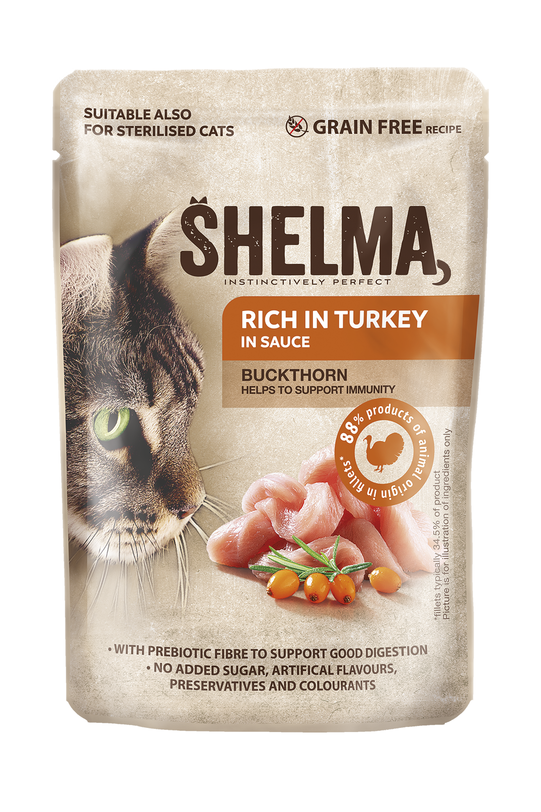 Shelma Turkey Fillets with Buckthorn in sauce 28x85g