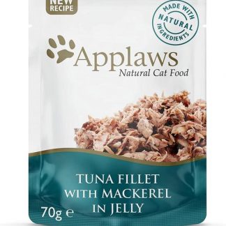 Applaws einekotike kassidele, tuunikala ja makrell želees, 70g