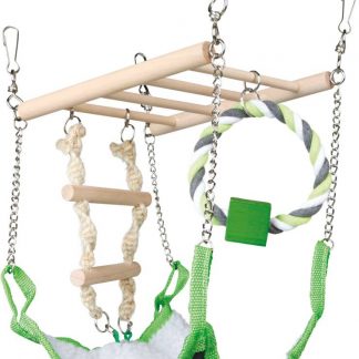 Suspension bridge, hammock/toy, hamster, wood/rope, 17 × 22 × 15 cm