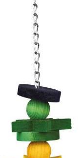 Toys on a chain, with rope, wood, coloured, 30 cm