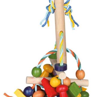 Toy with paper bands, wood, coloured, 31 cm