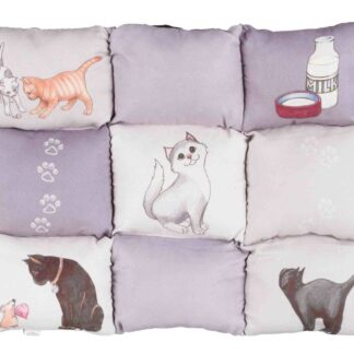 Patchwork Cat Cushion, 55 × 45 cm, grey