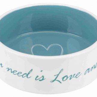 Pet's Home bowl, ceramic, 0.8 l/ø 16 cm, cream/petrol