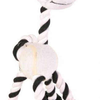 Animal with rope & tennis ball, plush, 28 cm, sorted