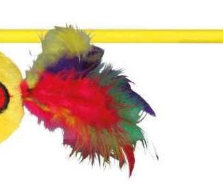 Playing rod with smiley, plastic/plush, catnip, 50 cm