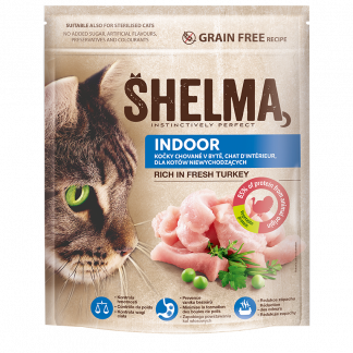 Shelma For indoor cats rich in fresh turkey 750g