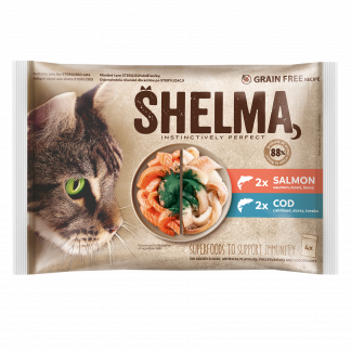 Shelma fish selection, salmon fillets, cod fillets with spirulina in sauce 4x85g