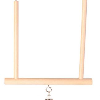 Swinging trapeze with bell, wood, 12 × 13 cm