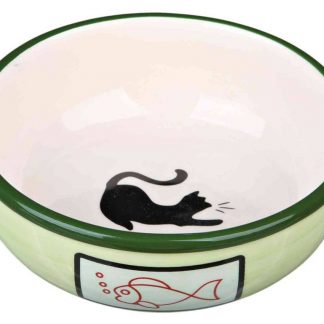 Bowl, cat/fish, ceramic, 0.35 l/ø 13 cm
