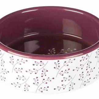 Bowl, flower motif, ceramic, 0.3 l/ø 12 cm, white/berry