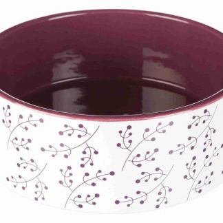 Bowl, flower motif, ceramic, 1.4 l/ø 20 cm, white/berry