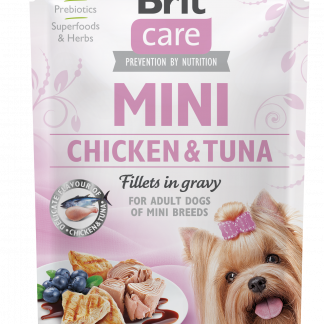 Brit Care Mini pouch Chicken & Tuna fillets in gravy einekotike koertele 85g