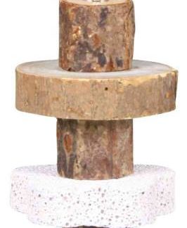 Gnawing toy, bark wood/lava stone, 16 cm