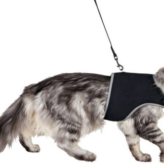 Soft harness cat, with leash XXL, 36–54 cm, 1.20 m, black