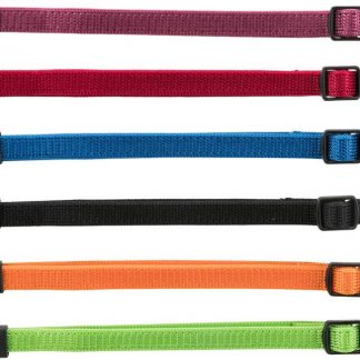 Junior Set of puppy collars, S–M: 17–25 cm/10 mm, 6 pcs., black, red, royal blue, apple, papaya, orchid