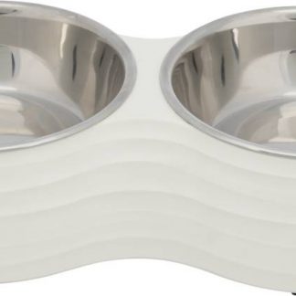 Bowl set, melamine/stainless steel, 2 × 0.4 l/ø 14 cm/32 × 6 × 17 cm, white