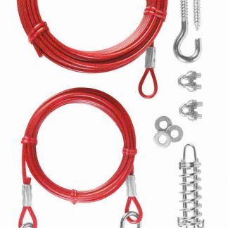 Tie out cable with pulley, 15 m, red