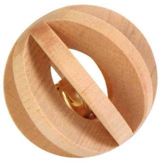 Slat ball with bell, wood, ø 6 cm