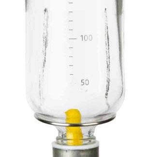 Water bottle with spring/slot & wire holder, glass, 250 ml