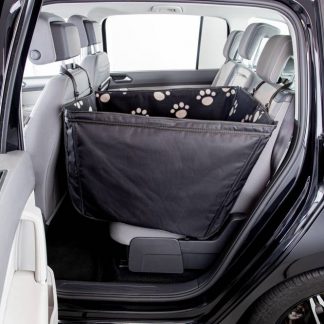 Car seat cover, narrow with side panels, divisible, 0.5 × 1.45 m, black/beige