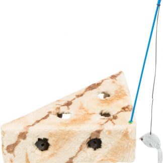 Cat's Cheese with playing rod & toy balls, plush, 36 × 8 × 26/26 cm