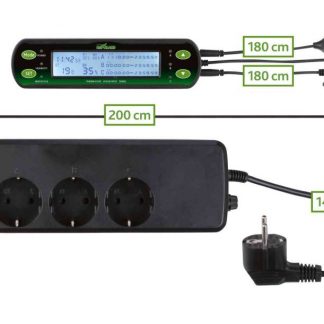 Thermostat/Hygrostat, digital, 3 circuits, 16 × 4 cm