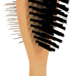 Brush, double-sided, wood/nylon & wire bristles, 6 × 21 cm