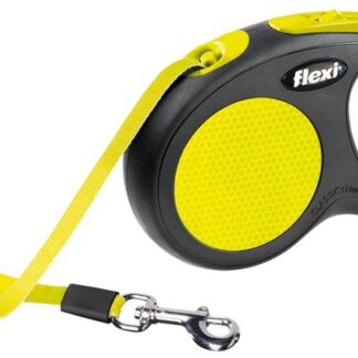 flexi New NEON, tape leash, S: 5 m, black/neon yellow