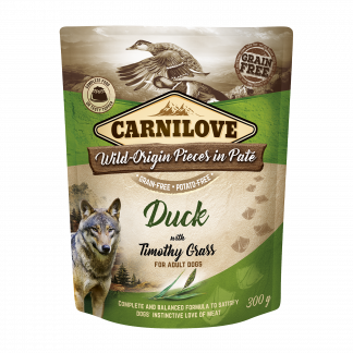 Carni Love pouch Pate Duck /Timothy Grass einekotike koertele 300g