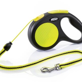 flexi New NEON, cord leash, M: 5 m, black/neon yellow